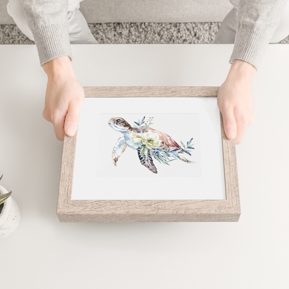 Wall Art Watercolor Sea Turtle Print Poster Unframed - Picture 5 of 15